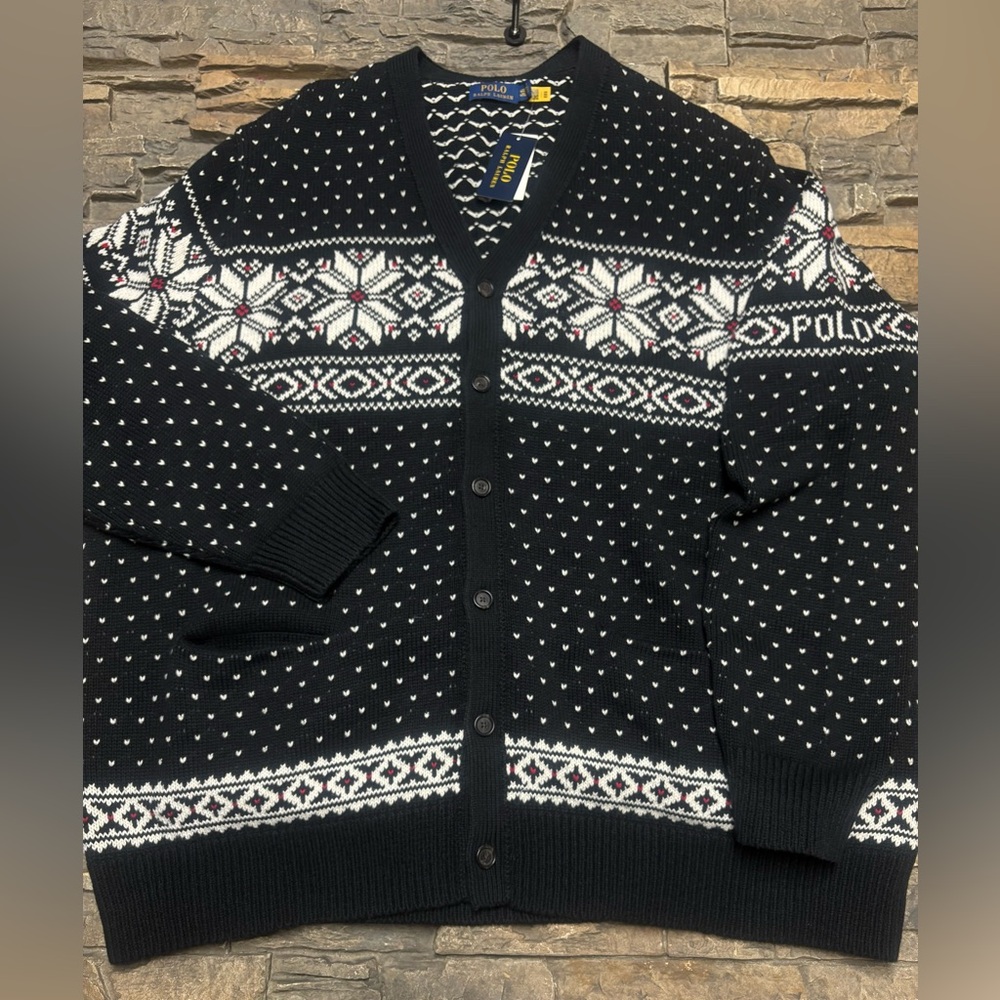 Polo by Ralph Lauren Black and White Cardigan Sweater